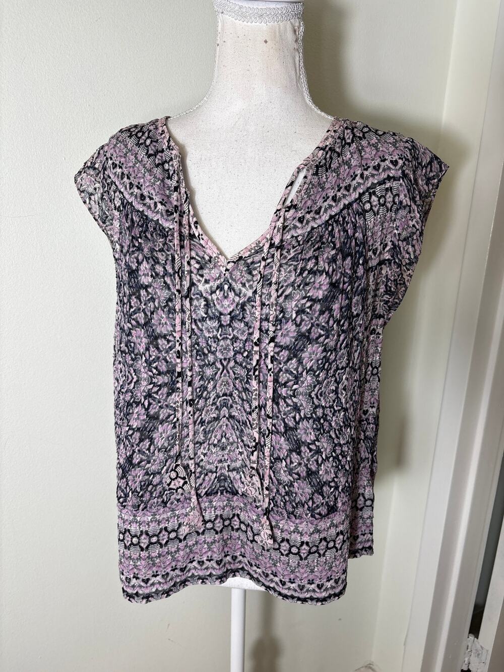 Rebecca Taylor Lavender Cap Sleeve V-Neck Top Sz 2